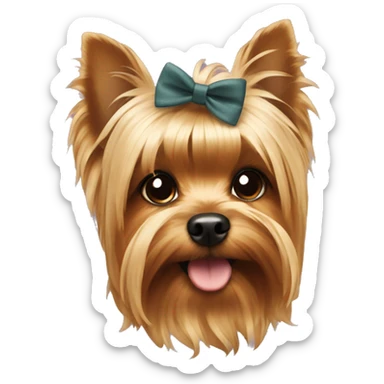 Dog yorkie with a bow sticker