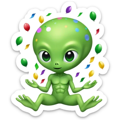Alienígena con confeti sticker