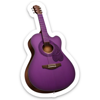 dark reddish-purple acoustic guitar with lace black details sticker