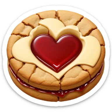 plain cookie with red jam heart in the middle sticker