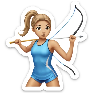 Girl with ponytail throwing javelin sticker