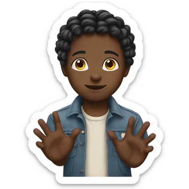 Black boy with braids using hands to make a heart sticker