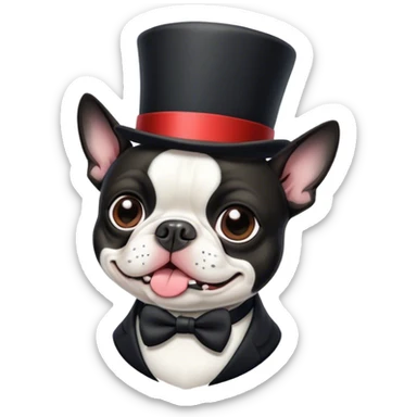 Boston terrier in a top hat sticker