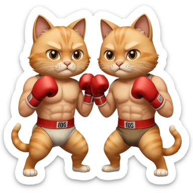 Two buff cats boxing sticker