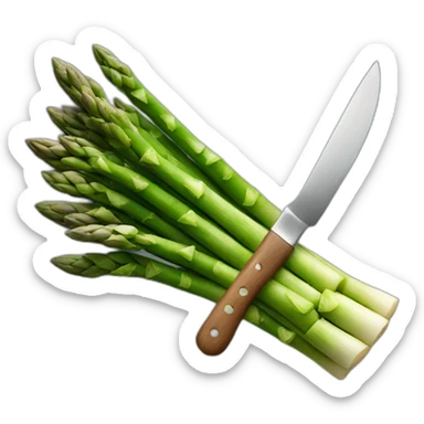 Asparagus with a knife sticker
