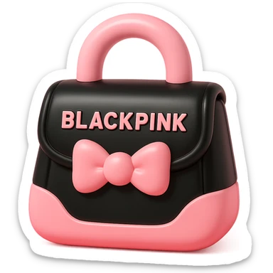 BLACKPINK-inspired gothic clutch bag, no hearts, glossy and stylish, black and pink sticker