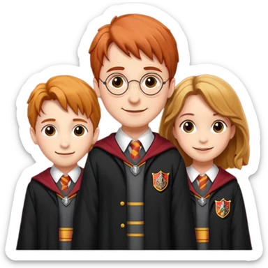 harry potter, ronald weasley and hermione granger in gryfinndor uniform sticker