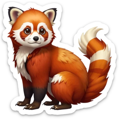 A beaked beaky 4-legged, feral, digitigrade, lanky, elegant, Red-Panda-Gryphon-Griffin-Griff-Avian-hybrid, full body, cute, realism, hyper-realistic  sticker