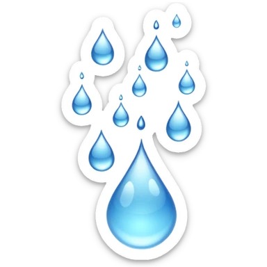 Time paused, droplets floating around sticker