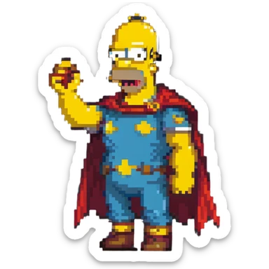 Homer Simpson dressed as a superhero sticker