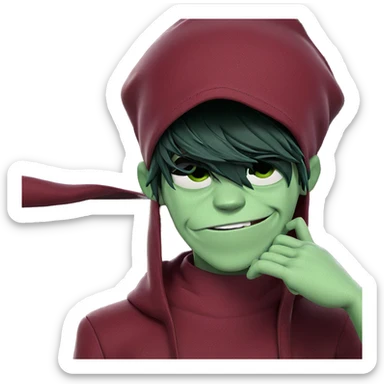 smiling boy with green skin sticker