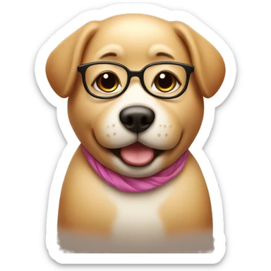 a cute fat girl, with glasses, looks like a dog, happy sticker