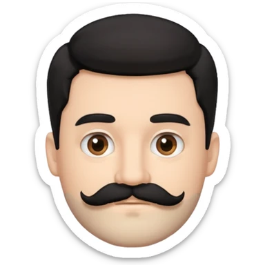 White man black hair a mustache and beard fluffy hair brown eyes sticker