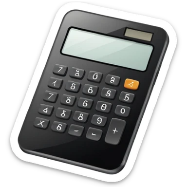 Minimalistic flat vector icon, iOS style, thin black contour on white background. Calculator and geometric shapes (triangle, circle). No text, no shadows. sticker