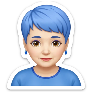 mujer muy mayor un poco gorda pelo azul o morado pixie cut  sticker