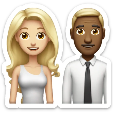 poor ugly skinny brown haired man with beautiful blonde woman  sticker