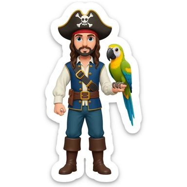 pirate and parrot sticker