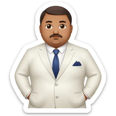 Fat Armenian oligarch with bowlcut wearing white suit sticker