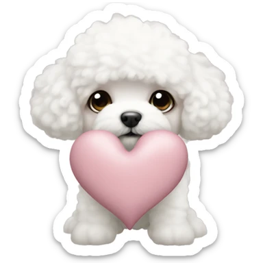 Dusty pink heart with a Bichon  sticker