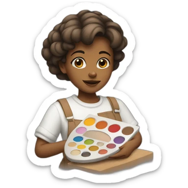artist girl holding a palette sticker
