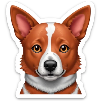 head shot of a red heeler cattle dog with speckled red coat and pointed ears sticker