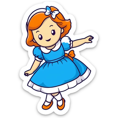 Disney's animated Alice in Wonderland curtseying with a bright cheerful smile in her blue dress sticker