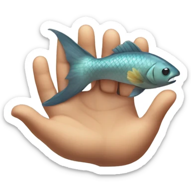 Hands apart like showing how big a fish  sticker