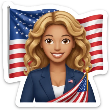 Beyonce with holding  american flag sticker