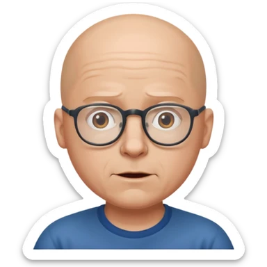 bald man with glasses shrugging sticker