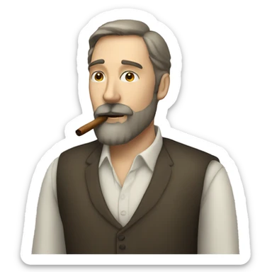 White man with beard smoking cigar sticker
