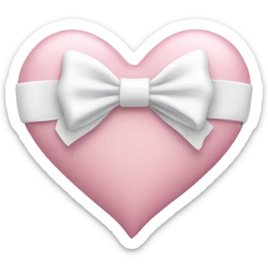 Pastel pink heart with white bow sticker