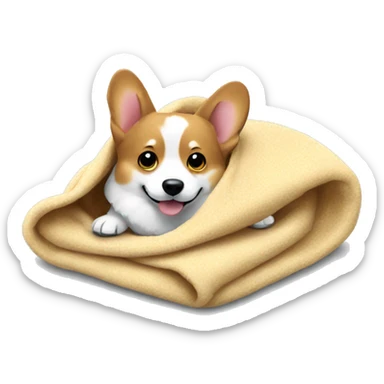 corgi in a blanket sticker