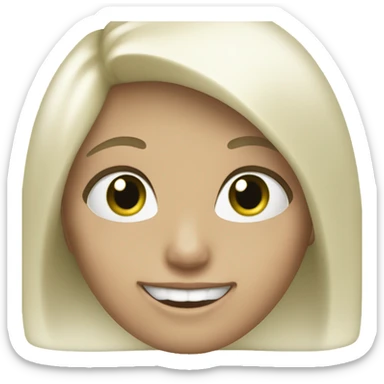 Girl with white blonde hair green eyes and very white large teeth sticker