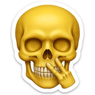 Yellow skull making a “shh” gesture sticker