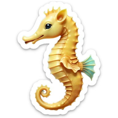 Cinematic Cute Yawning Sea Horse Portrait Emoji, Head tilted slightly with a dramatic, wide-open yawn, showcasing a petite, elegantly curved seahorse with a softly drooping tail and sleepy, half-closed eyes, Simplified yet irresistibly adorable features, highly detailed, glowing with a soft, cozy aquatic glow, high shine, relaxed yet expressive, stylized with a dash of whimsical marine charm, soft glowing outline, capturing the essence of a drowsy yet affectionate seahorse that appears ready to stretch out for a nap! sticker