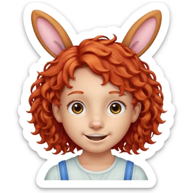 kid with braces bunny eared red haired curly sticker