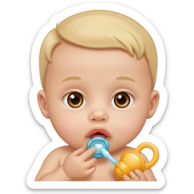 baby with pacifier in mouth sticker