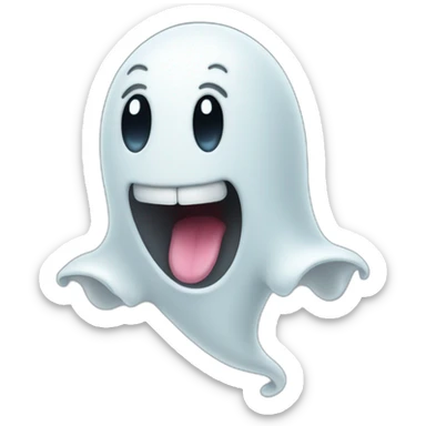 a funny little ghost who sticks out his tongue sticker