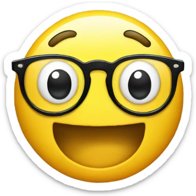Round yellow smiley with glasses and pimples and with front teeth out sticker