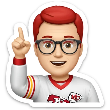 White hair man with glasses cheering for Kansas City chiefs sticker