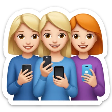 Three girls taking selfie sticker