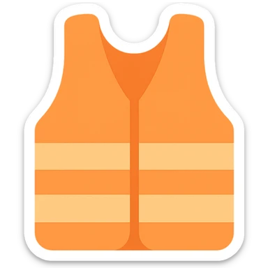 orange safety vest, flat vector style, minimal sticker