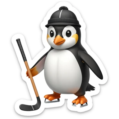 penguin playing hockey wearing Guinness  sticker