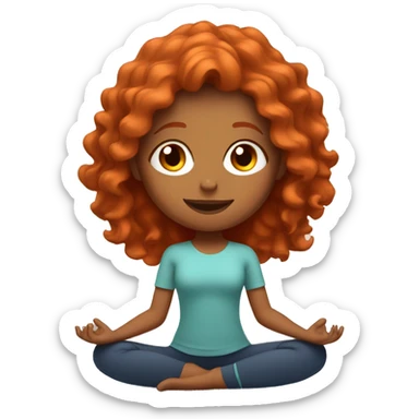 redhead girl with wavy hair doing yoga sticker