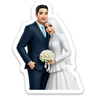 happy bridal couple portrait sticker
