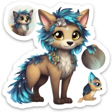 Cool cute Kawaii edgy fantasy animal sparkle fursona Fionbri by griffsnuff & LiLaiRa & Falvie full body sticker
