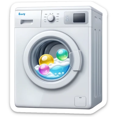 washing machine with soap bubbles inside sticker