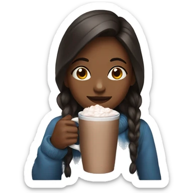 A girl drinking hot chocolate  sticker