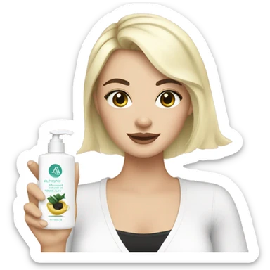 white girl with black hair doing skin care sticker