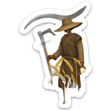 a scythe and wheat sticker